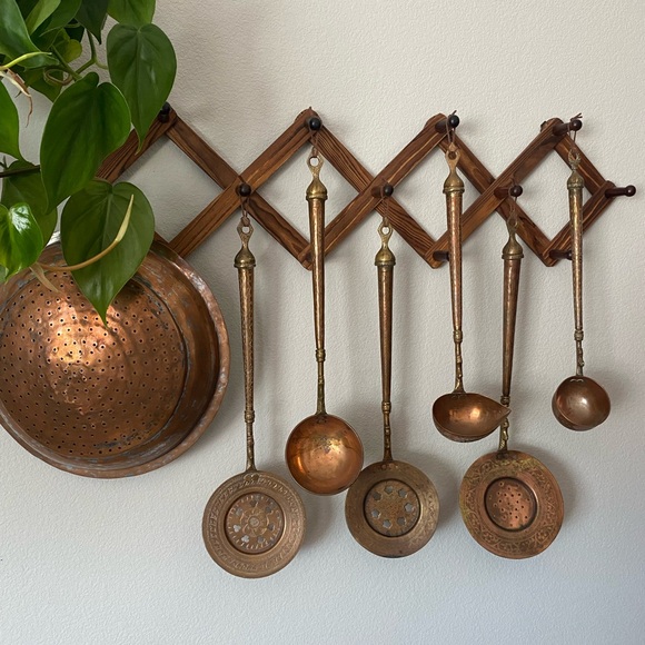 Other - Antique Kashmiri Hammered Copper Cooking Utensils Full Set Antique Copper Spoons
